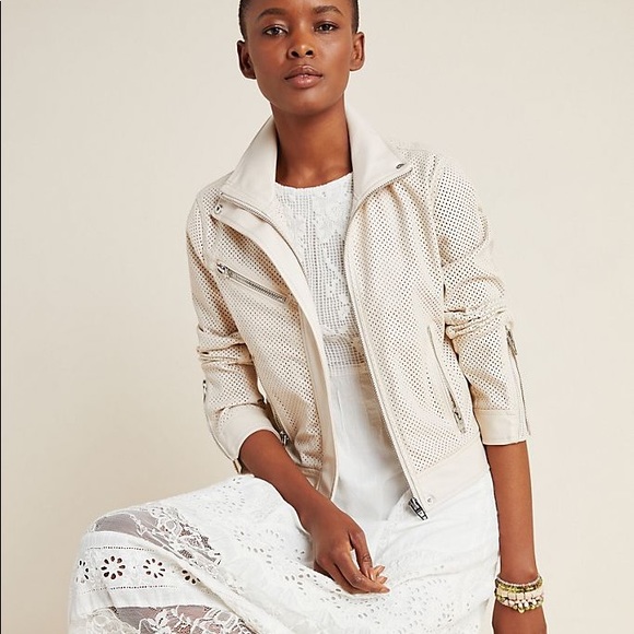 Anthro Imelda Perforated Faux Leather Moto Jacket